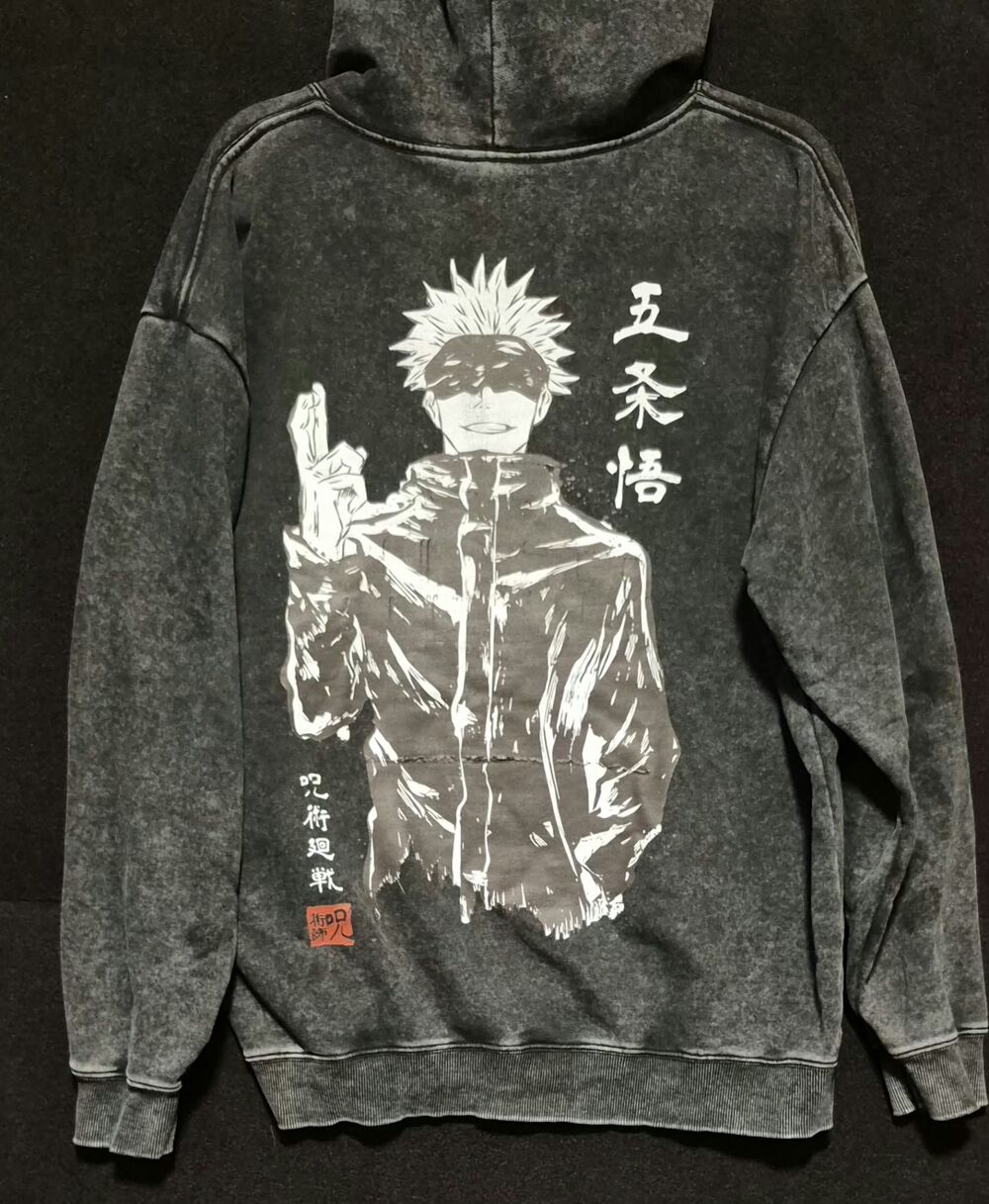 Kaisen Satoru Gojo Acid Wash Graphic Hoodie